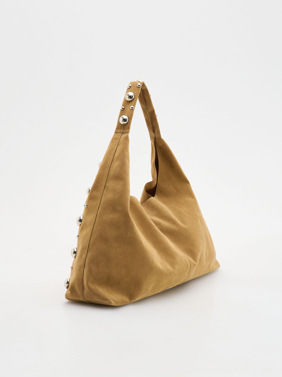 Torebka shopper z ćwiekami - warm olive - RESERVED - 2