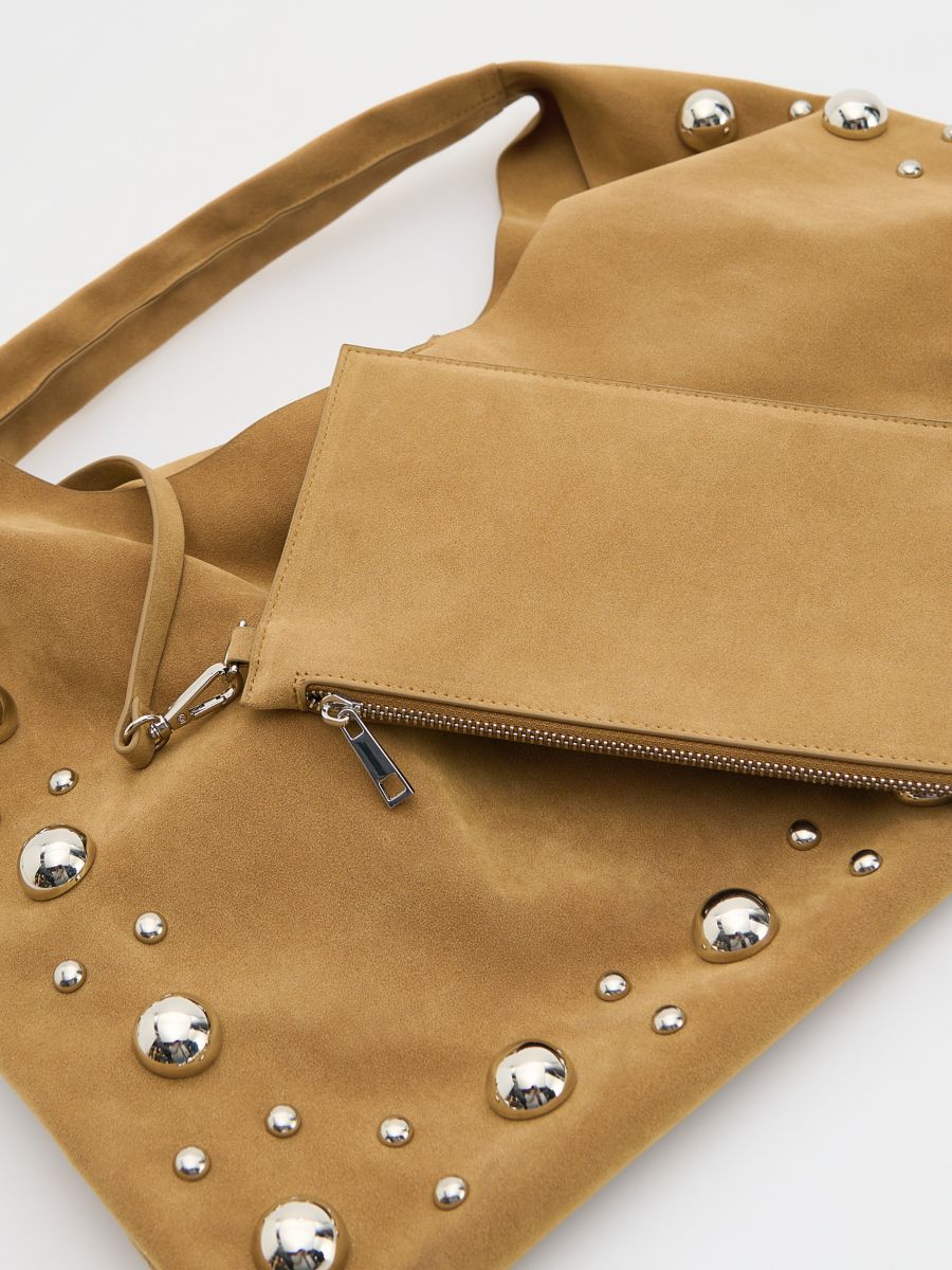 Torebka shopper z ćwiekami - warm olive - RESERVED - 3