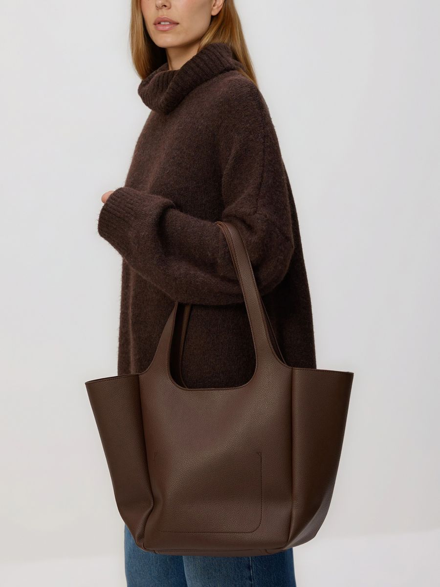 Shopper táska - sötétbarna - RESERVED