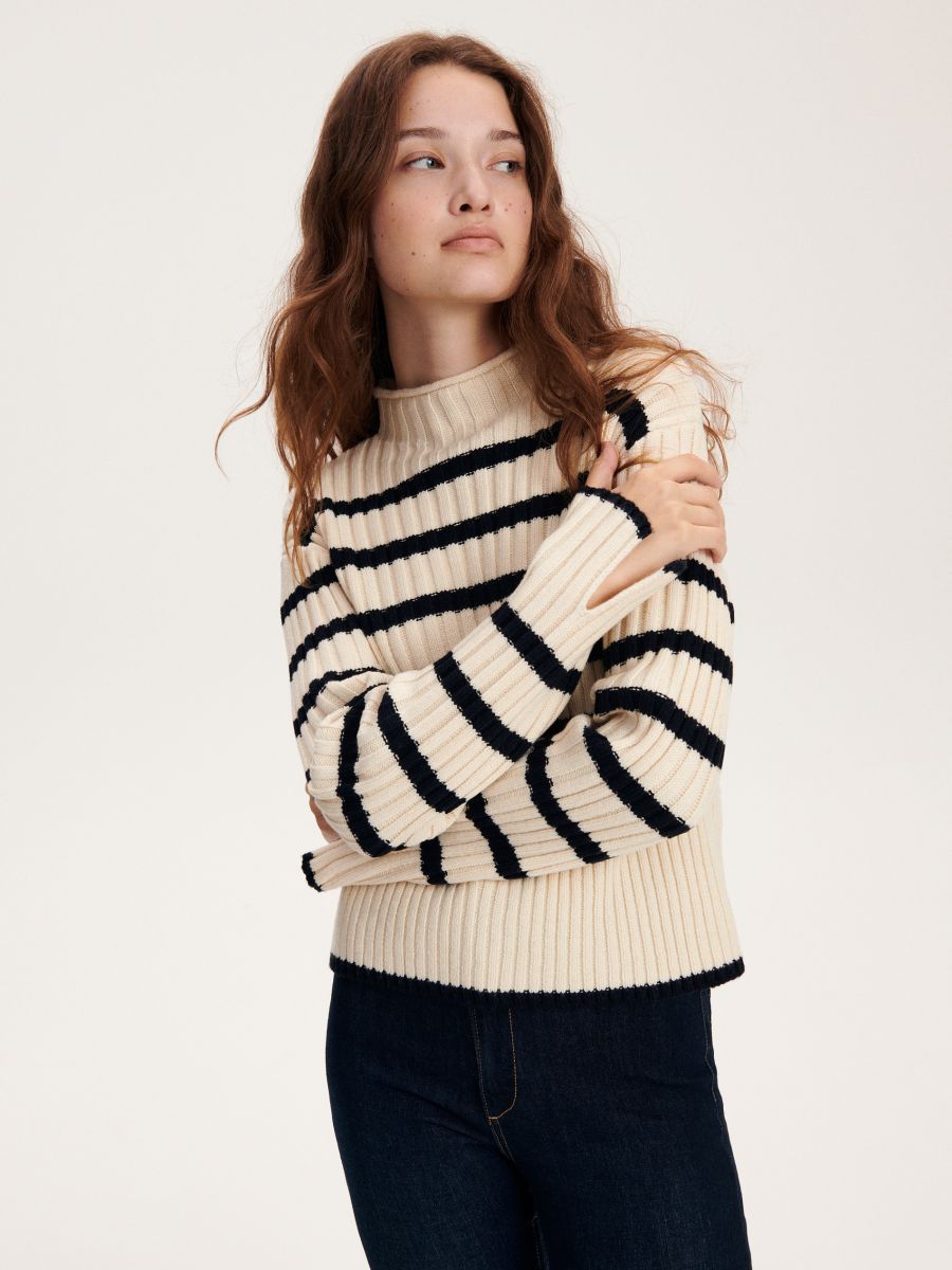 Sweter ze stójką - wielobarwny - RESERVED