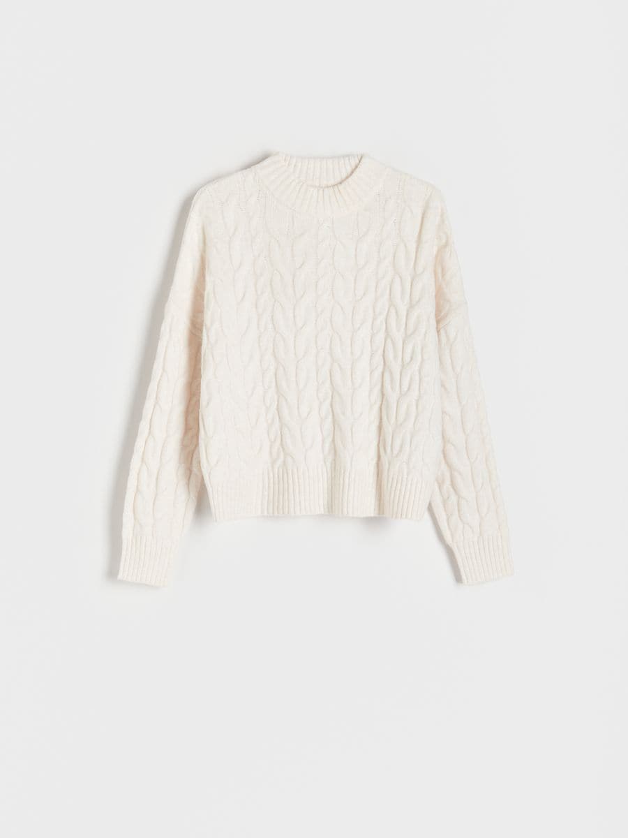 Pullover mit Zopfmuster - beige - RESERVED - 4