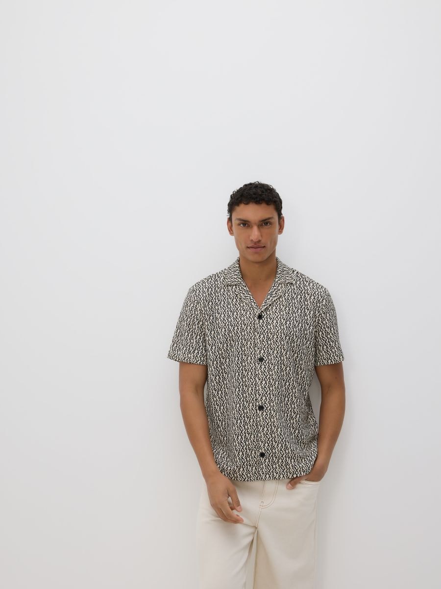 Regular fit patterned shirt - beige - RESERVED - 3