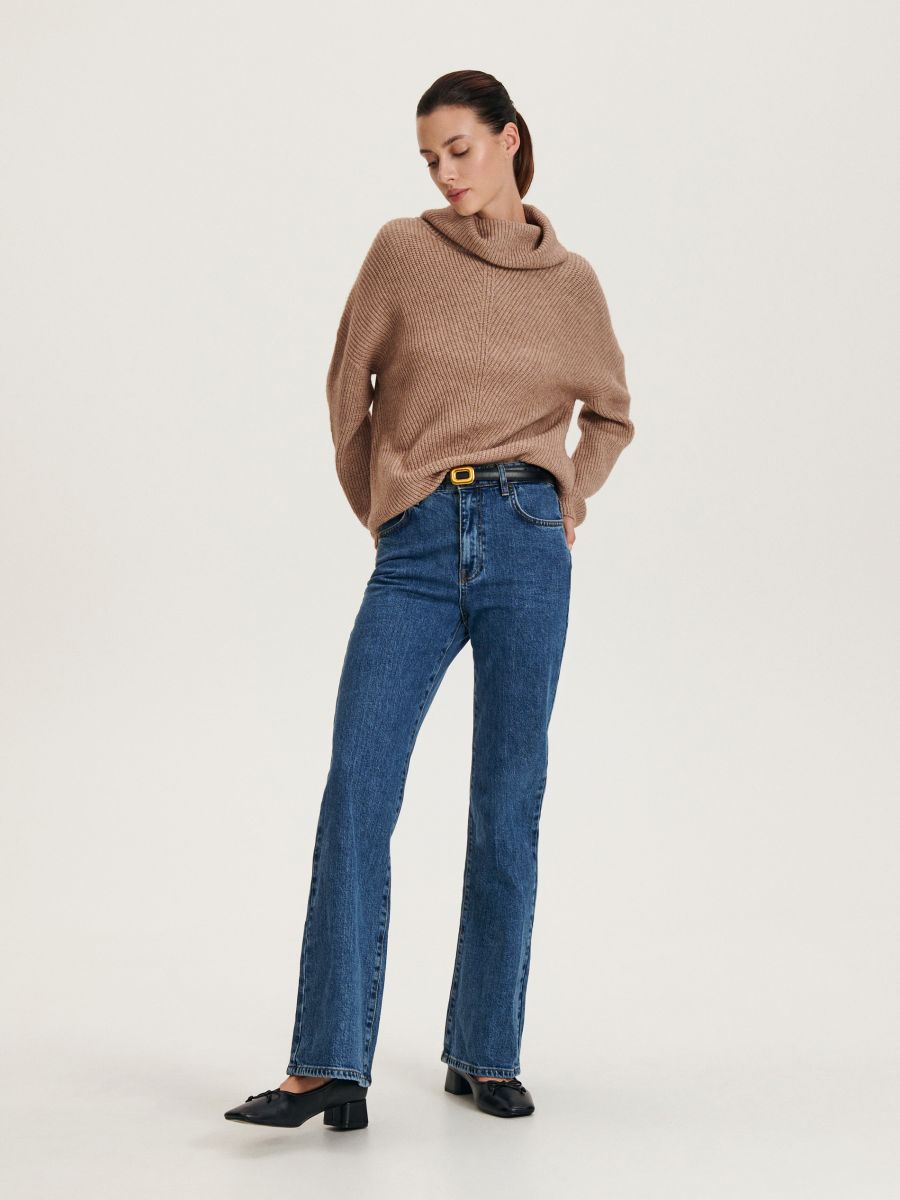 Sweater with loose turtleneck - brown - RESERVED - 2