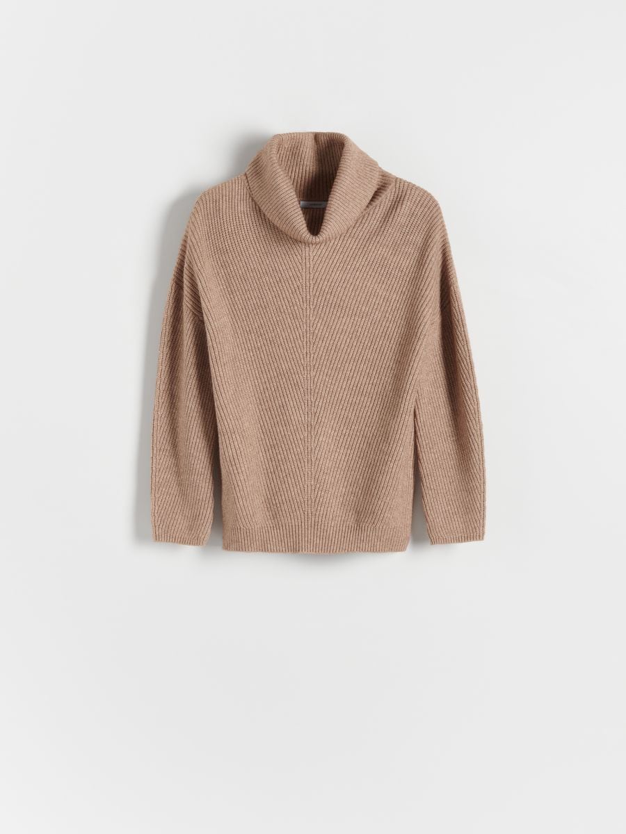 Sweater with loose turtleneck - brown - RESERVED - 4