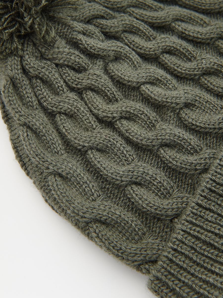 Structural beanie with pom pom - steel green - RESERVED - 2