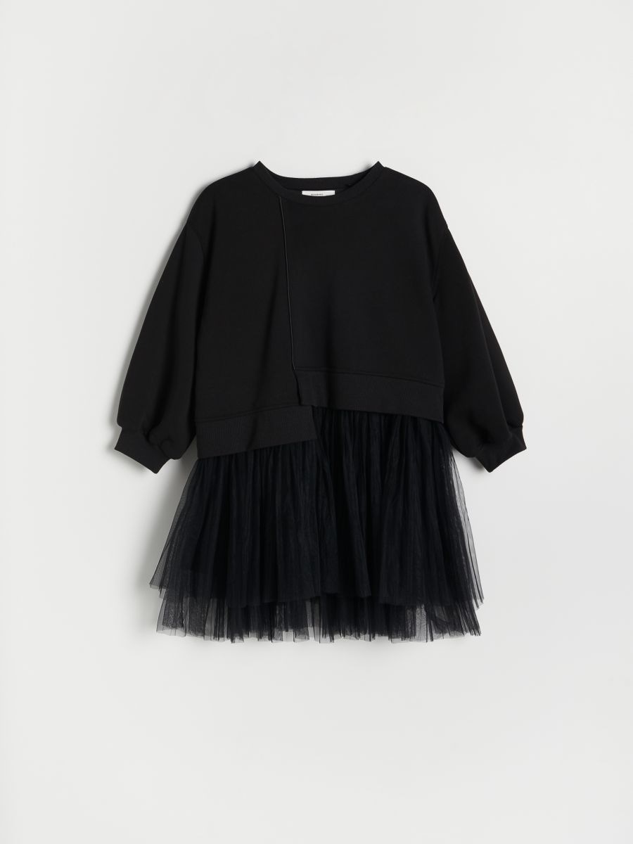Rochie cu tul în partea de jos - negru - RESERVED - 3