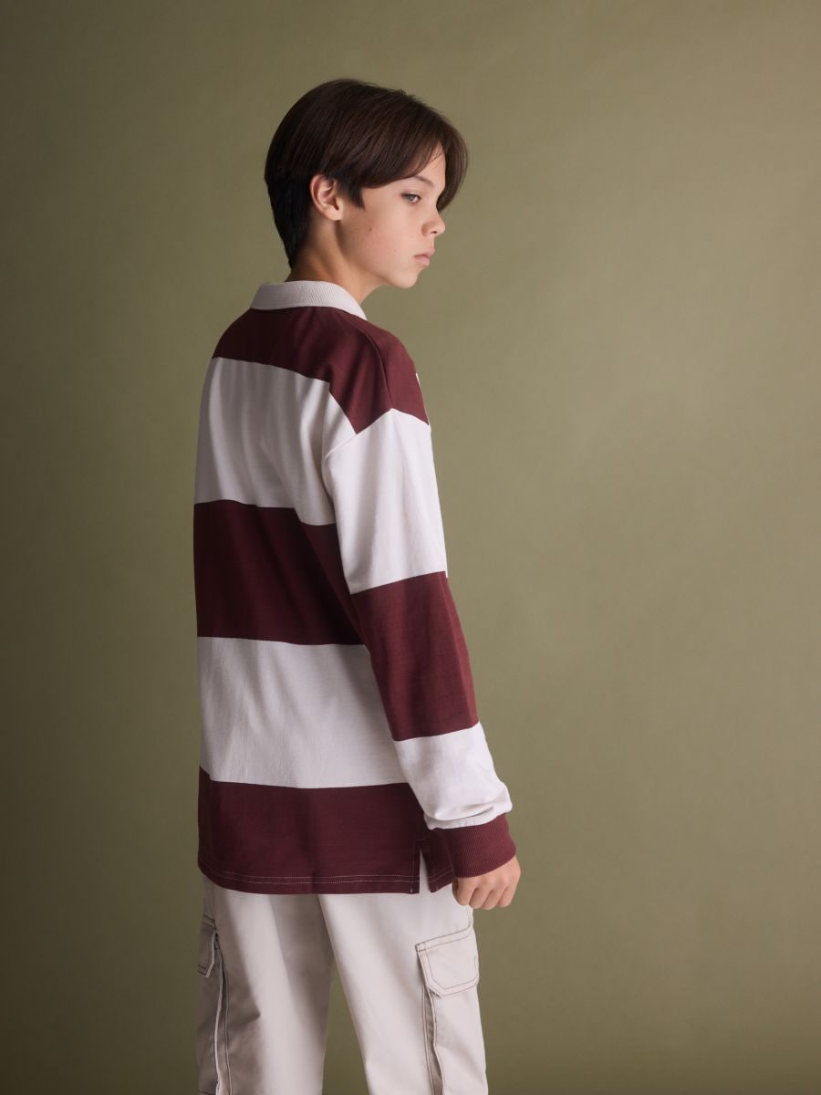 Лонгслів polo - темно коричневий - RESERVED