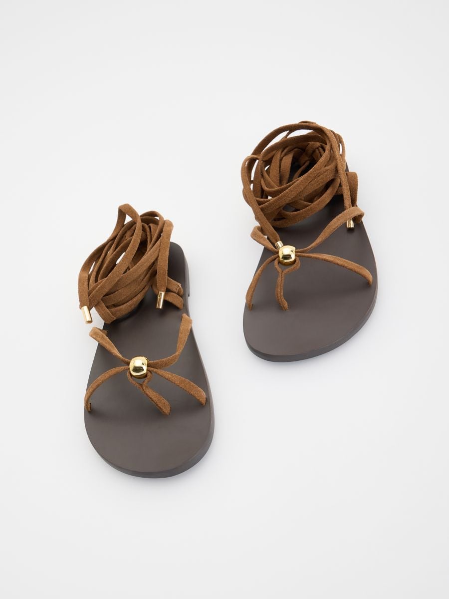 Sandali in pelle con lacci - beige - RESERVED - 2