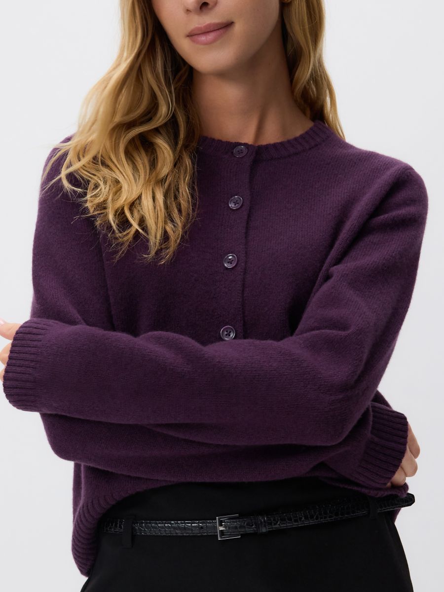Wool cardigan - dark violet - RESERVED