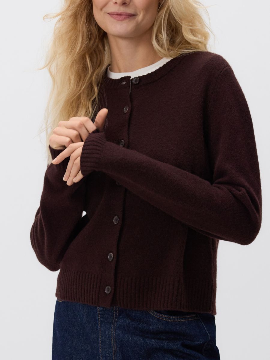 Wool cardigan - dark brown - RESERVED