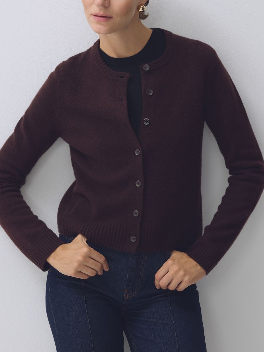 Wool cardigan - dark brown - RESERVED