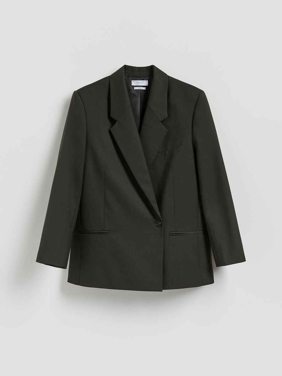 Blazer aus Wollmischung - stahlgrün - RESERVED