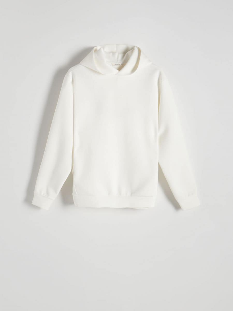 Bluza z minimalistycznym nadrukiem - złamana biel - RESERVED