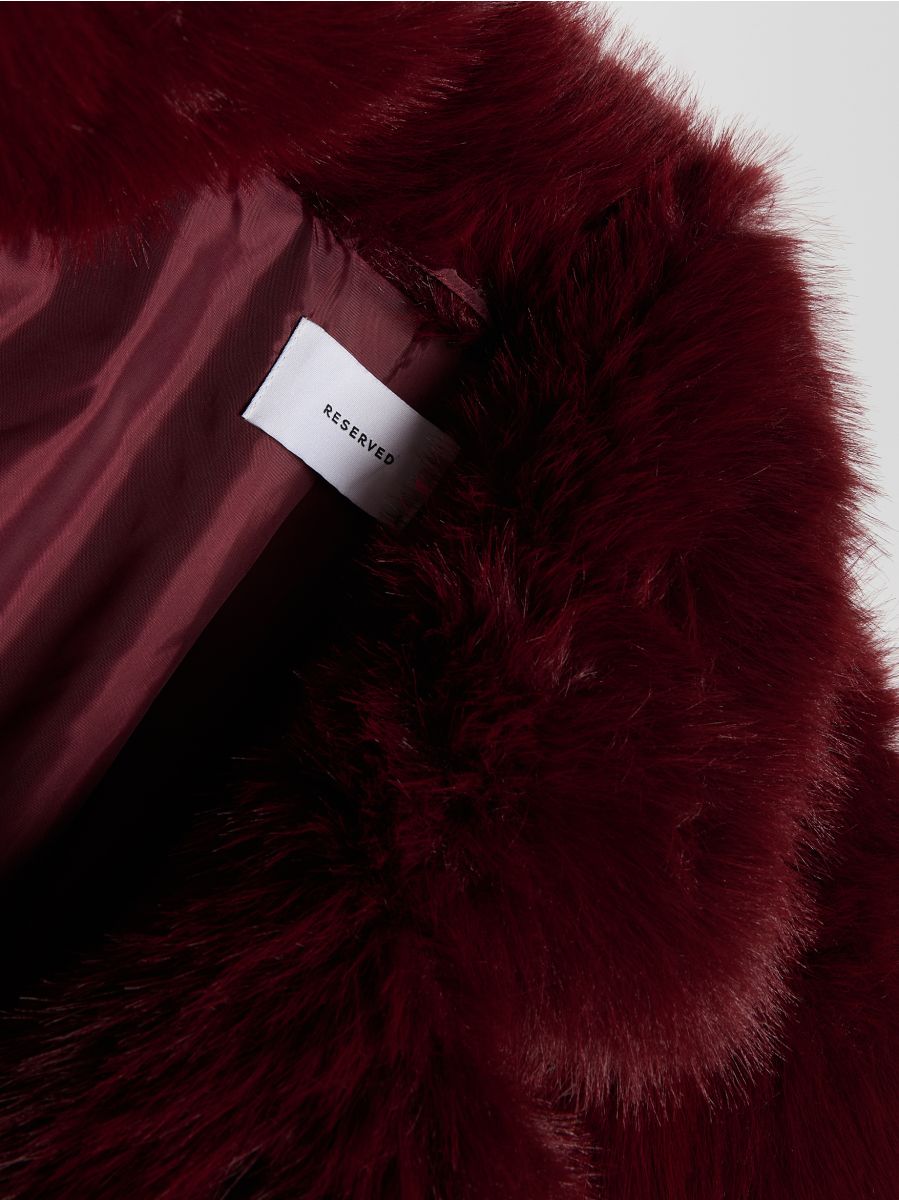 Cropped faux fur jacket - burgundy - RESERVED - 6