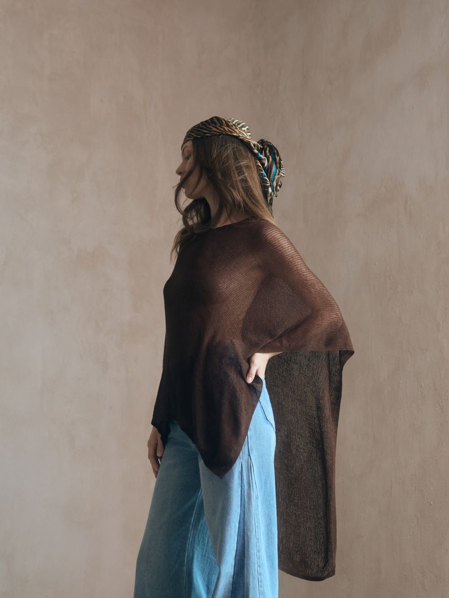 LADIES` PONCHO - dunkelbraun - RESERVED