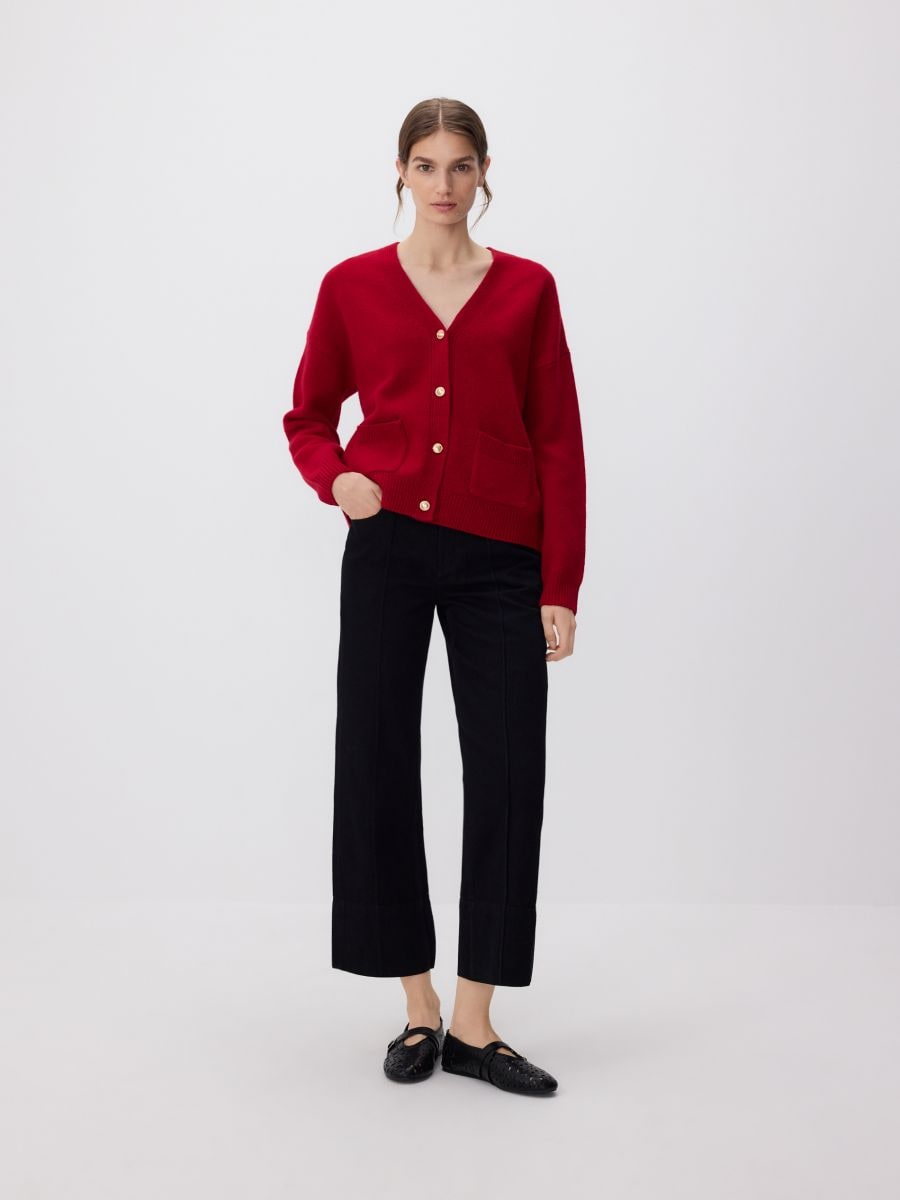 Вовняний кардиган - червоний - RESERVED