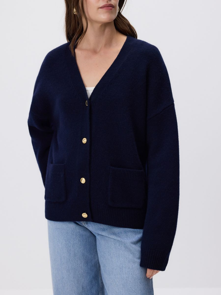 Cardigan en laine - marine - RESERVED