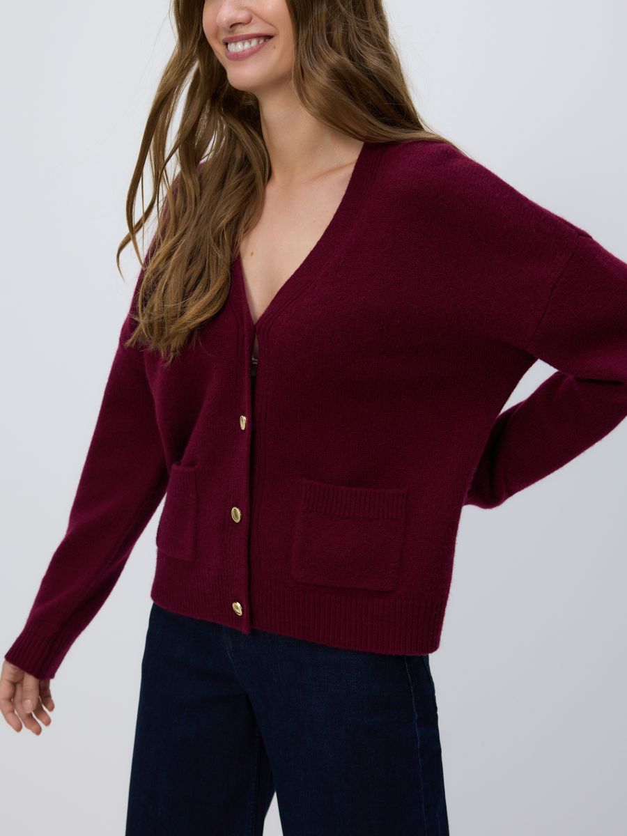 Wool cardigan - maroon - RESERVED