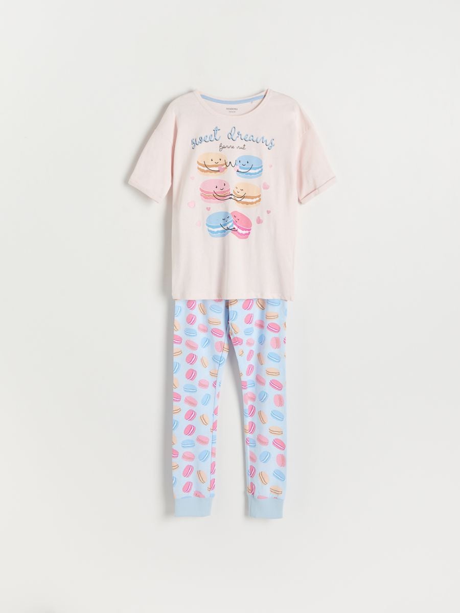 Pyjamassæt i to dele i bomuld - pastellyserød - RESERVED - 2