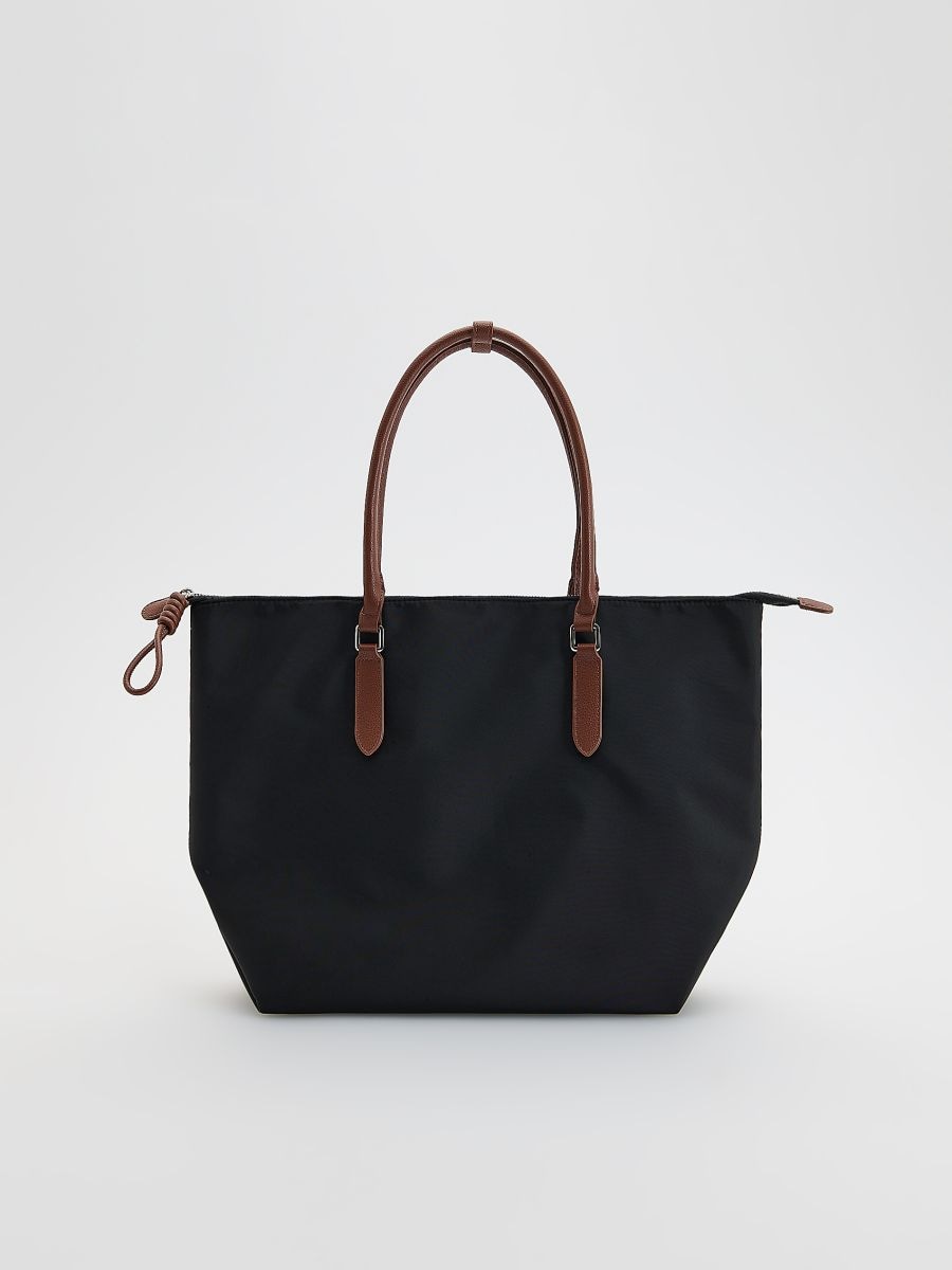 Borsa shopper in tessuto - nero - RESERVED