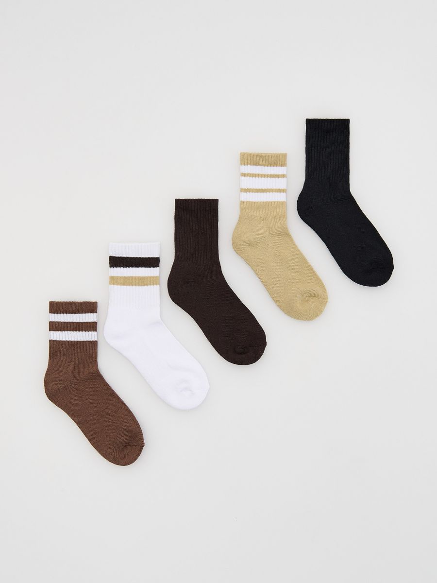Cotton socks 5 pack - brown - RESERVED