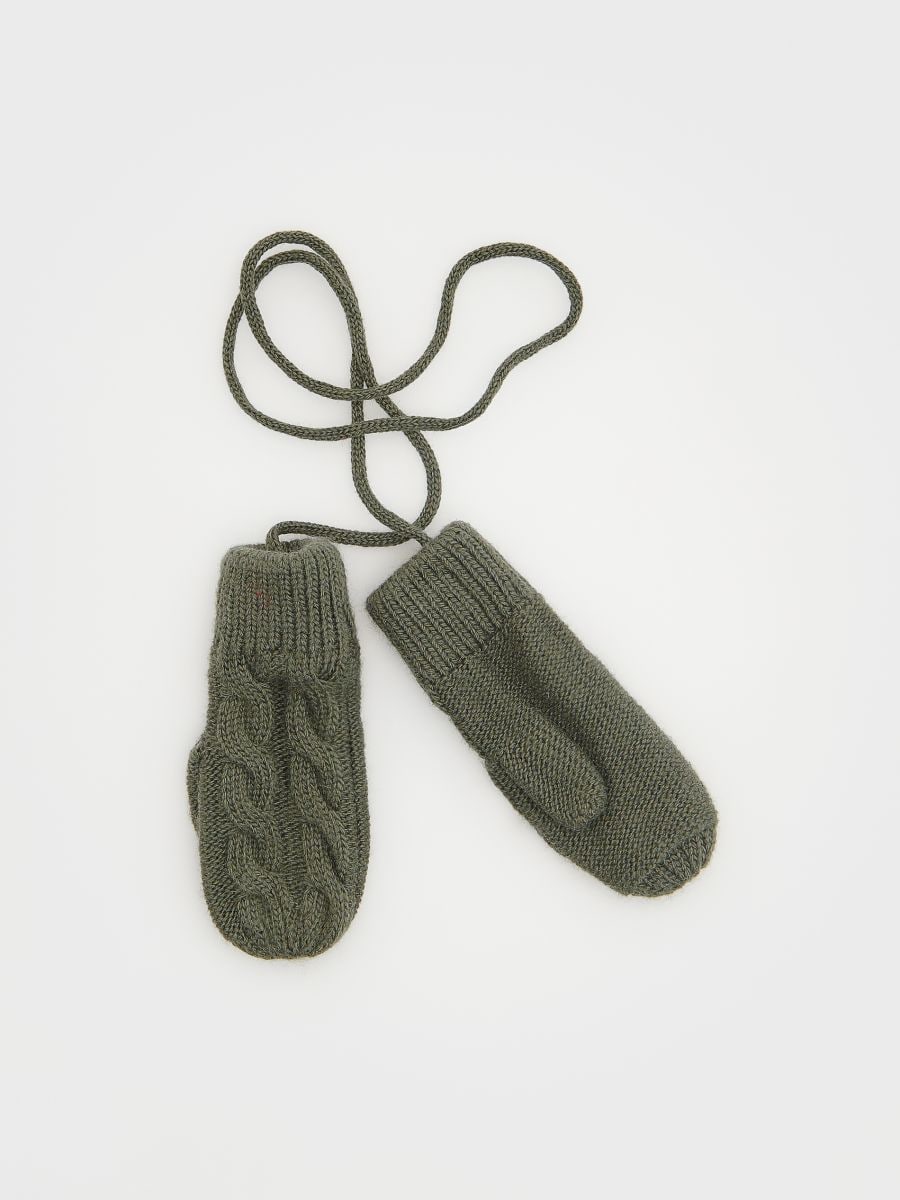 Jednopalczaste rękawiczki na sznurku - zielony - RESERVED