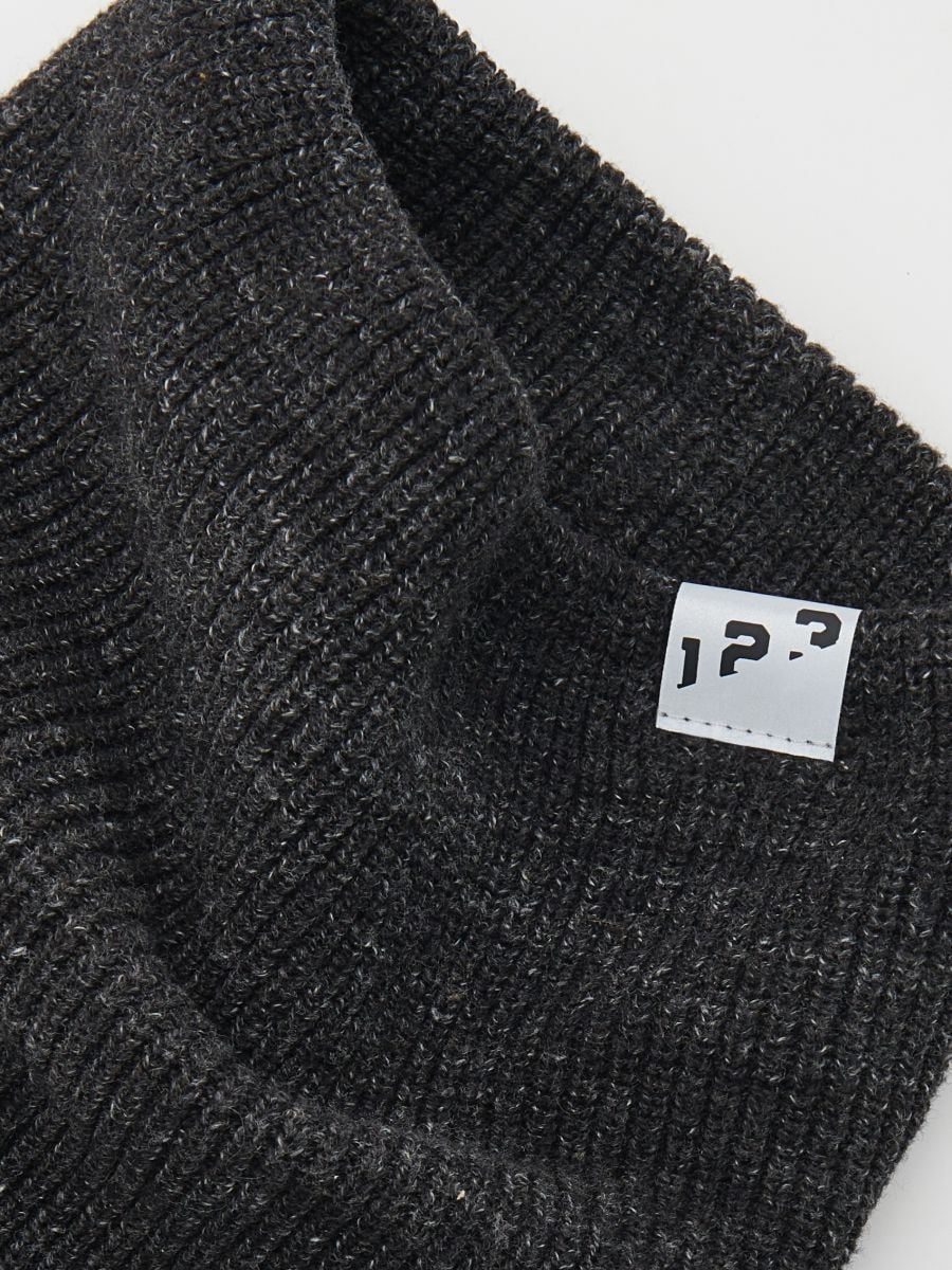 Cotton snood with patch - dark grey - RESERVED - 3