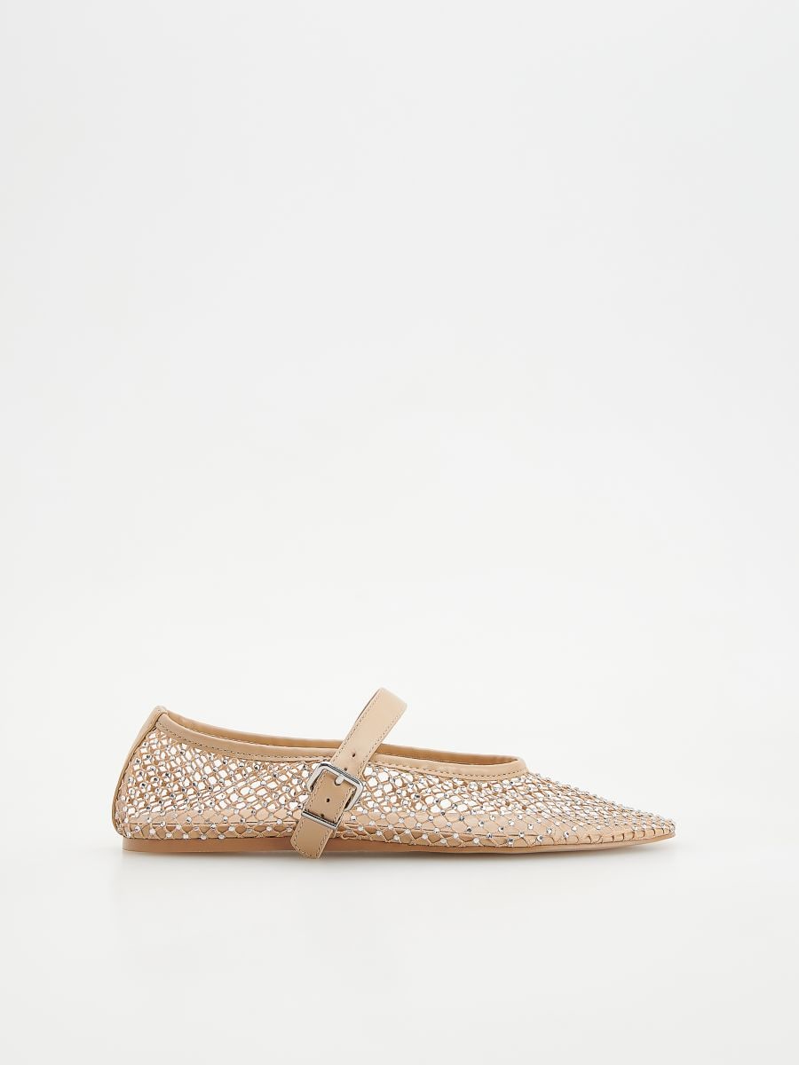 Ballerina shoes with mesh - beige - RESERVED