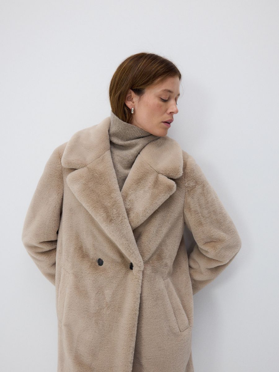 LADIES` COAT - krem - RESERVED