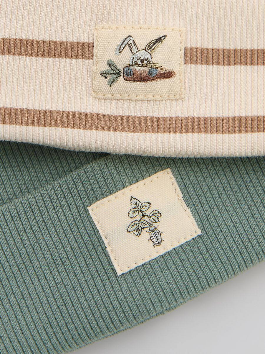 Structural fabric beanies with patch 2 pack - cream - RESERVED - 2