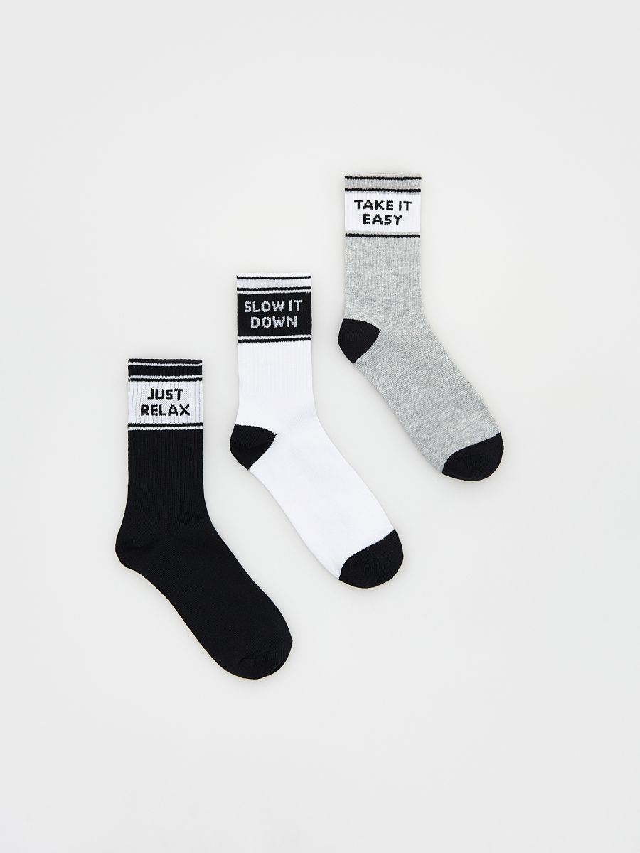 Socken mit hohem Baumwollanteil, 3er-Pack - light grey - RESERVED