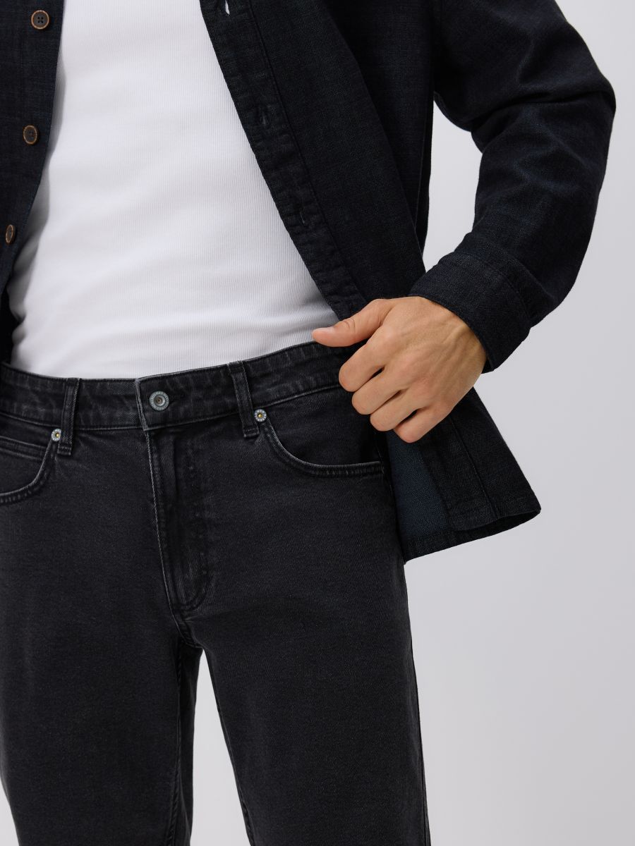 Regular fit denim shorts - black - RESERVED - 2