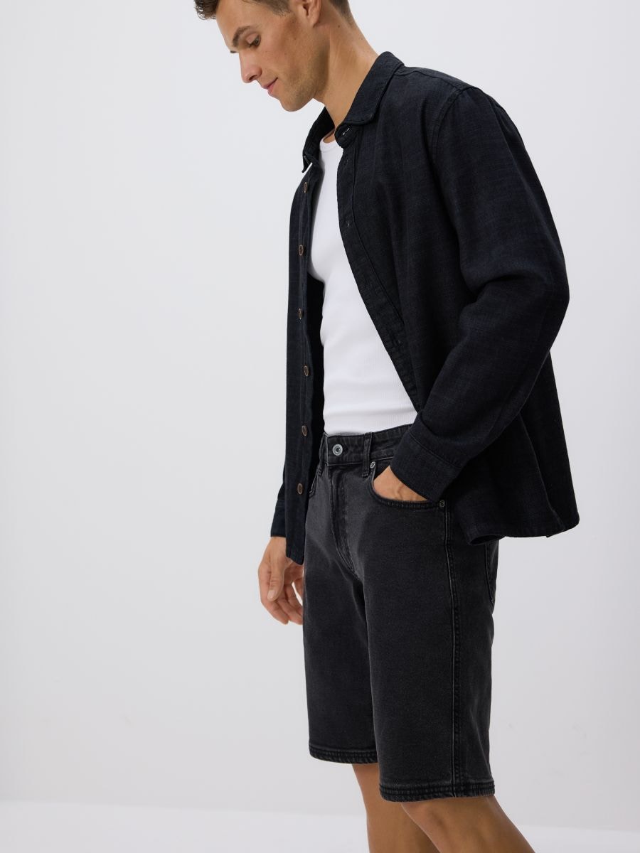 Regular fit denim shorts - black - RESERVED - 3