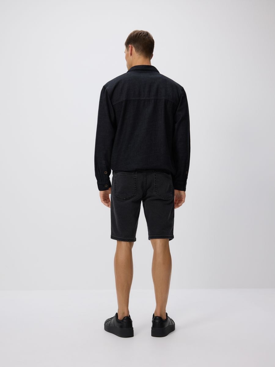 Regular fit denim shorts - black - RESERVED - 4