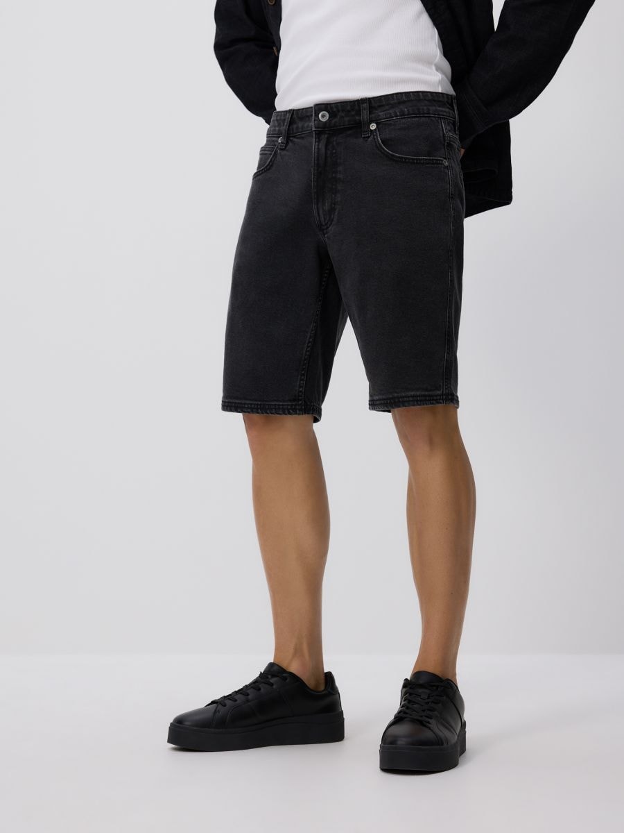 Regular fit denim shorts - black - RESERVED - 5