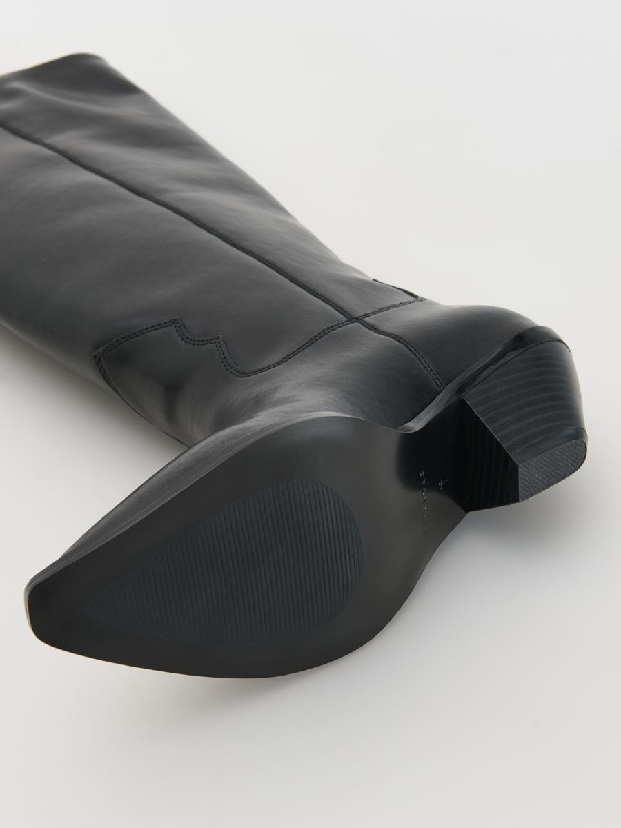 Gestepptes kniehohe Stiefel aus Leder - schwarz - RESERVED - 6