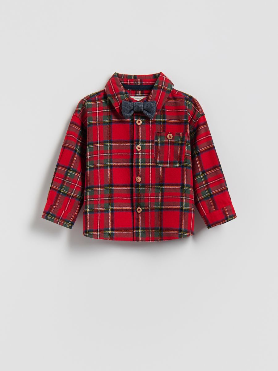 Cotton shirt with bow tie - red - RESERVED