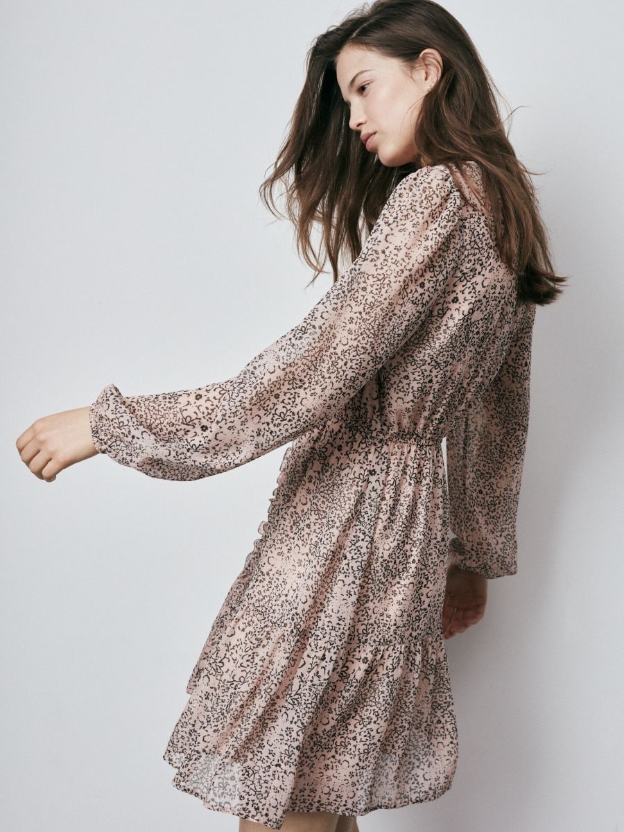 Chiffon mini dress - beige - RESERVED - 2