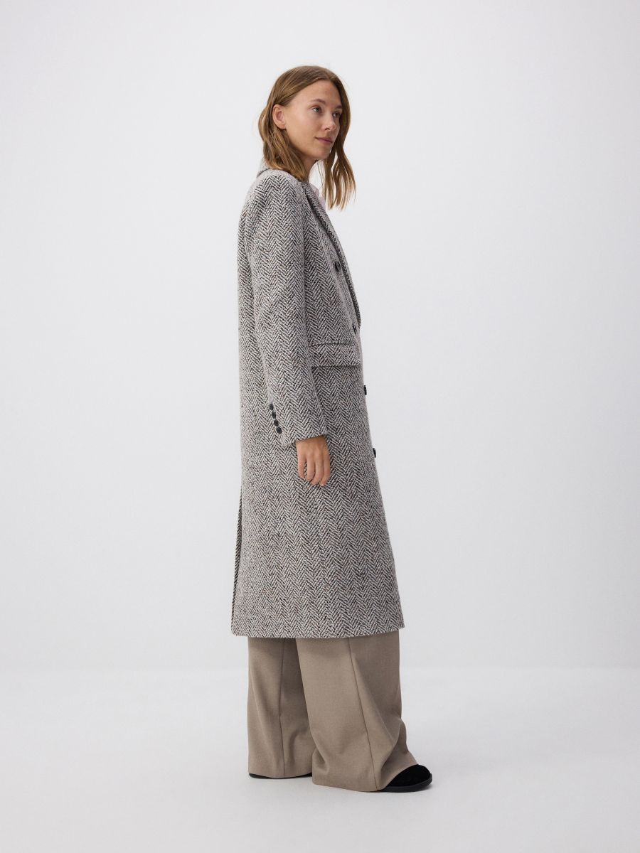 Wool blend double-breasted coat - multicolor - RESERVED - 3