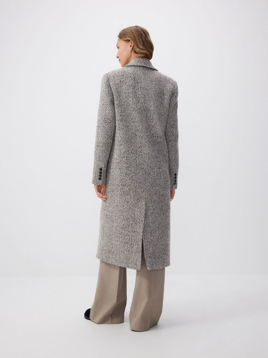 Wool blend double-breasted coat - multicolor - RESERVED - 5