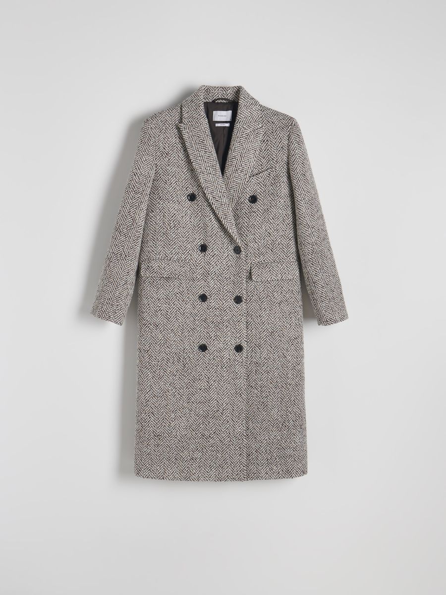 Wool blend double-breasted coat - multicolor - RESERVED - 6