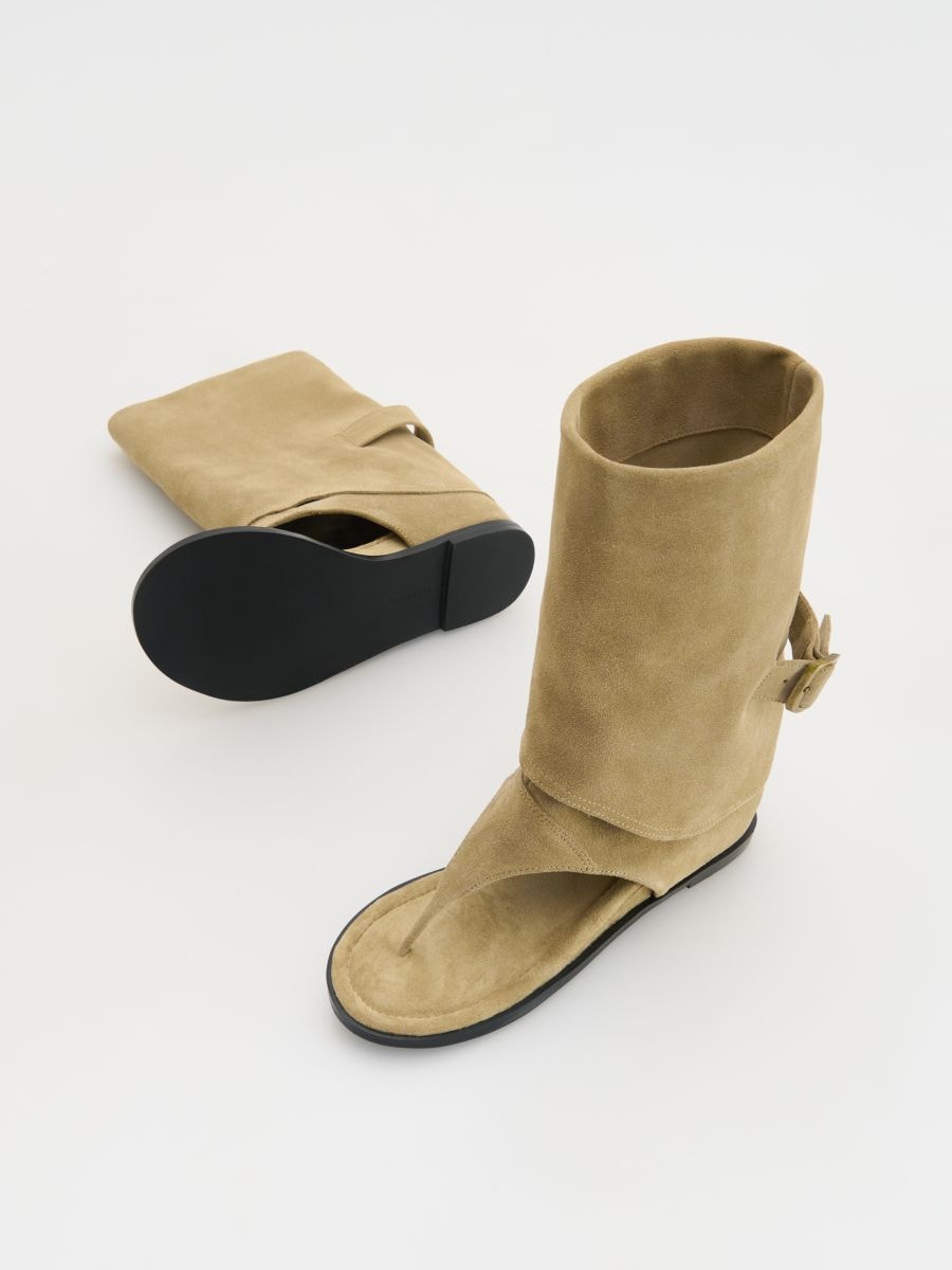 Suede sandals with upper part - beige - RESERVED - 5