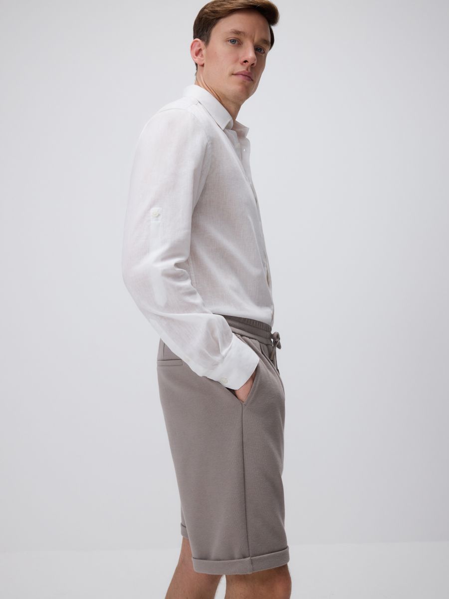 Short met regular fit - beige - RESERVED - 3