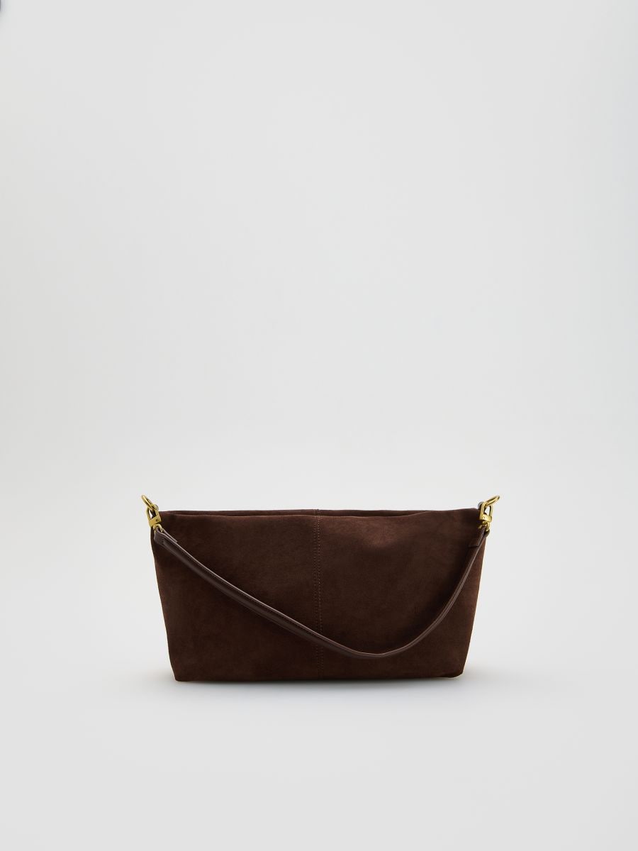 Borsa a tracolla in finta pelle scamosciata - marrone scuro - RESERVED