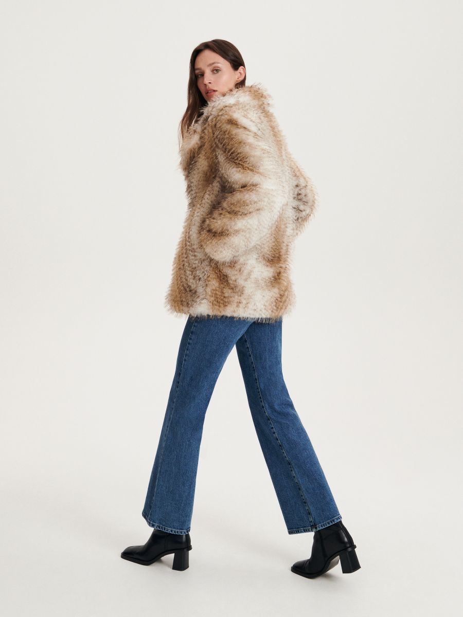 Faux fur coat - multicolor - RESERVED - 6
