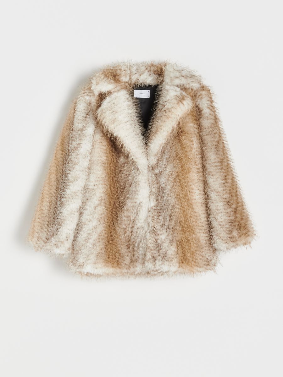 Faux fur coat - multicolor - RESERVED - 2