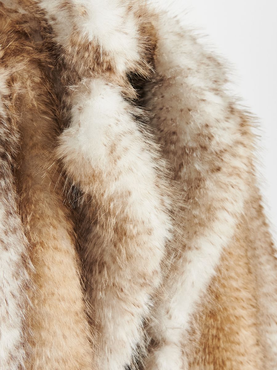 Faux fur coat - multicolor - RESERVED - 8