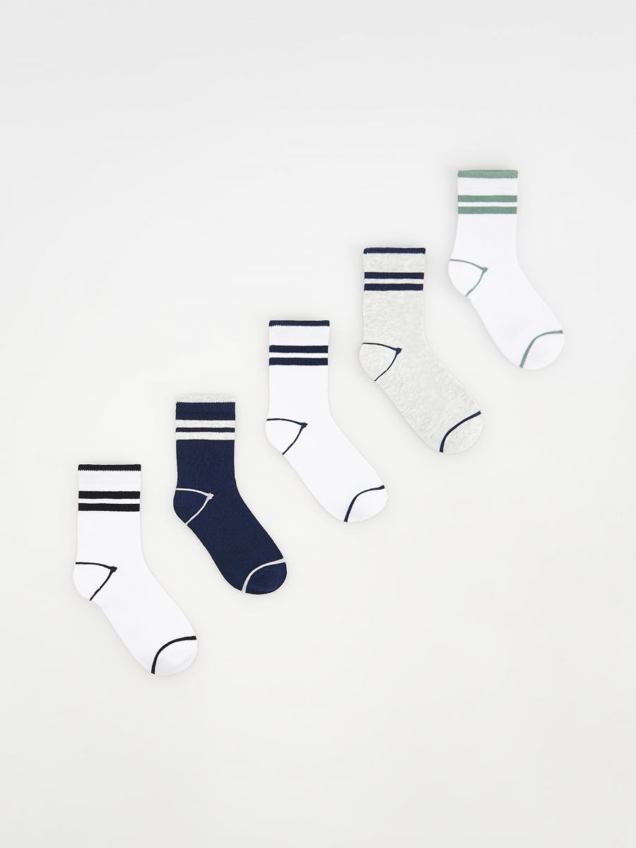 Bomuldsrige sokker – 5-pak - light grey - RESERVED
