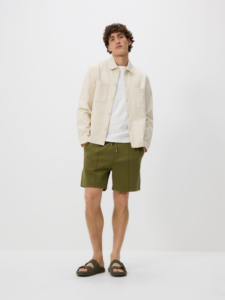 Comfort shorts with stitching - dusty green - RESERVED - 2