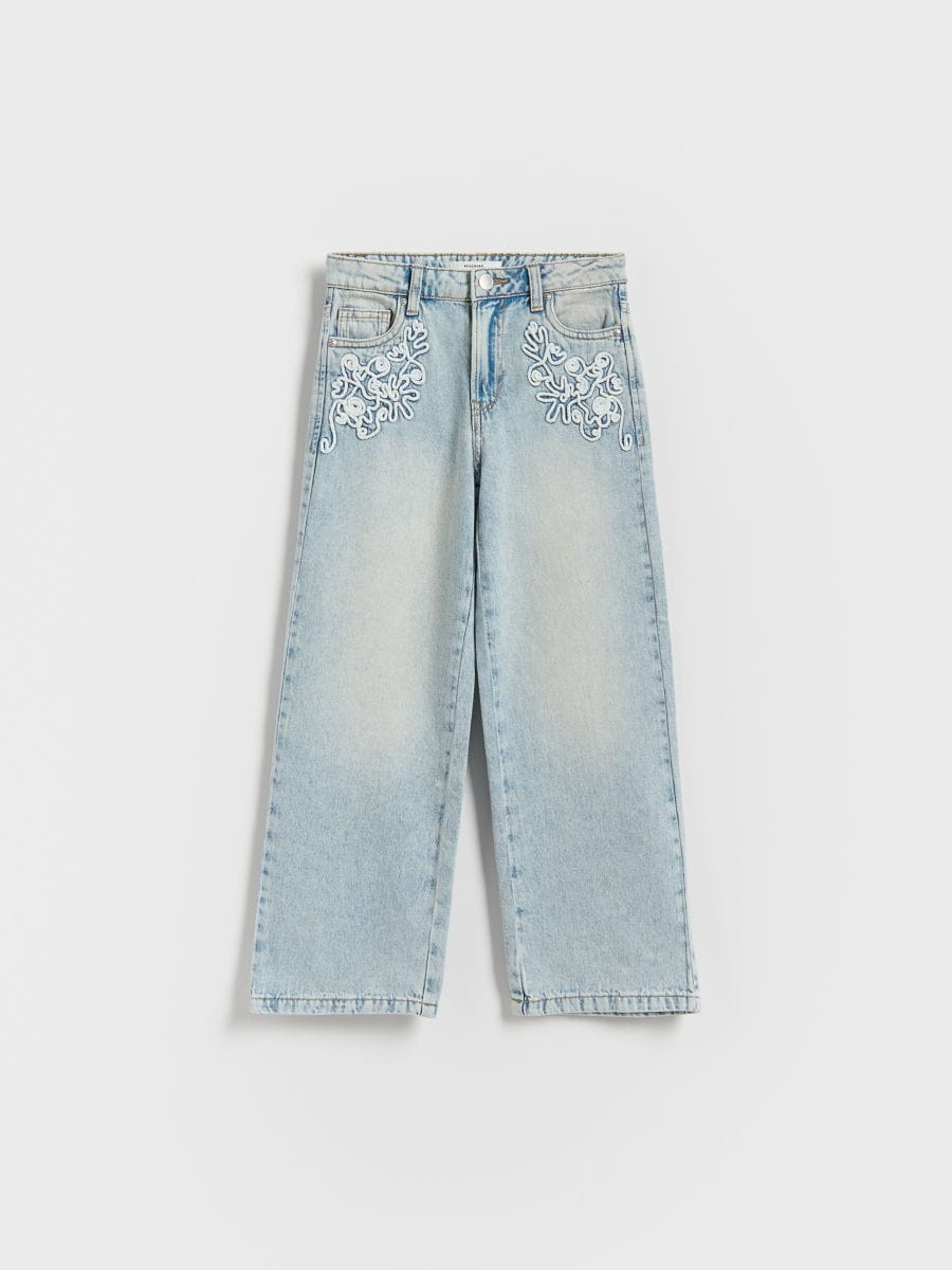 Jeans im Straight-Fit mit Stickereidetail - blau - RESERVED